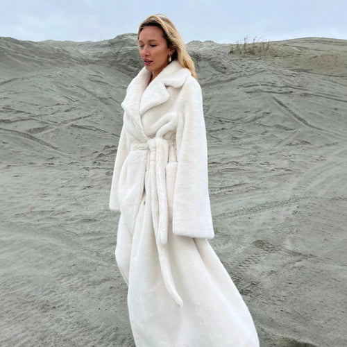 Damen Eleganter und warmer Übermantel mit breitem Kragen und Knopfverschluss Drune
