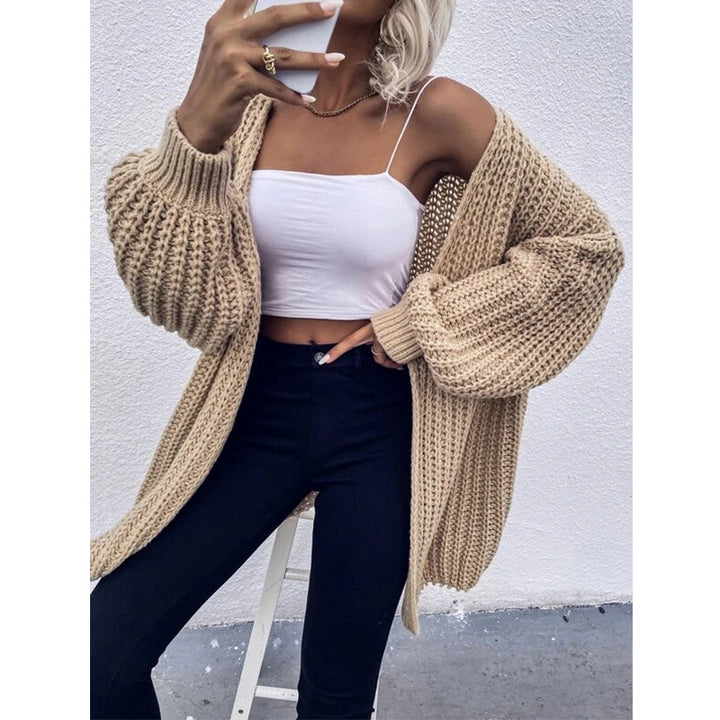 Damen Grobstrickjacke mit voluminösen Ärmeln und offener Front Drune