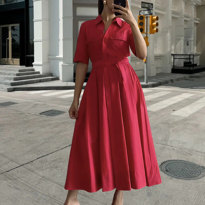 Damen Hemdkleid mit tailliertem Gürtel und klassischen Details Drune