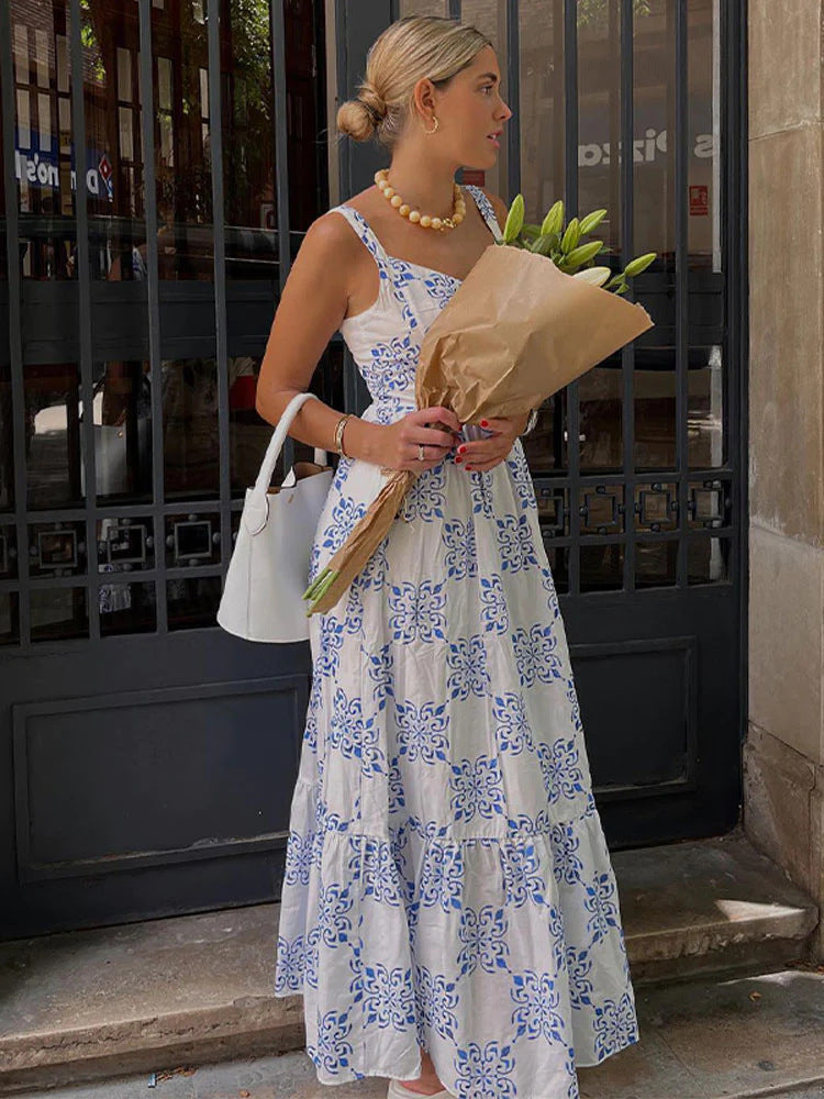 Damen Maxikleid mit schulterfreiem Design und floralen Mustern Drune