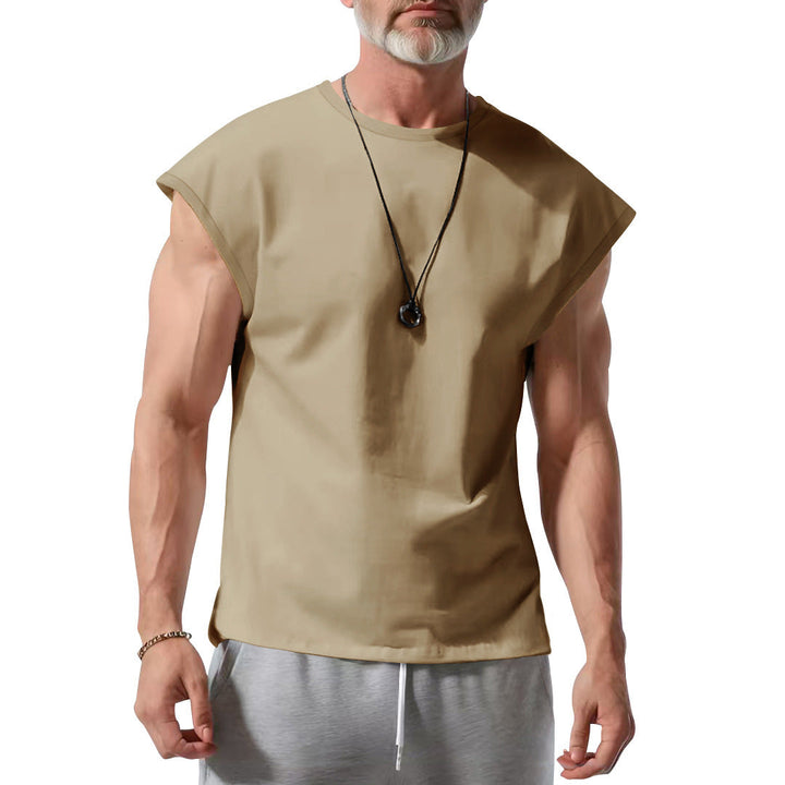 Herren nan athletisches abgeschnittenes Tanktop mit breiten Armöffnungen und Rundhalsausschnitt Drune