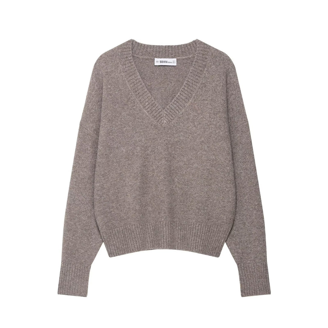 Damen Pullover mit V-Ausschnitt und feinem Strick Drune