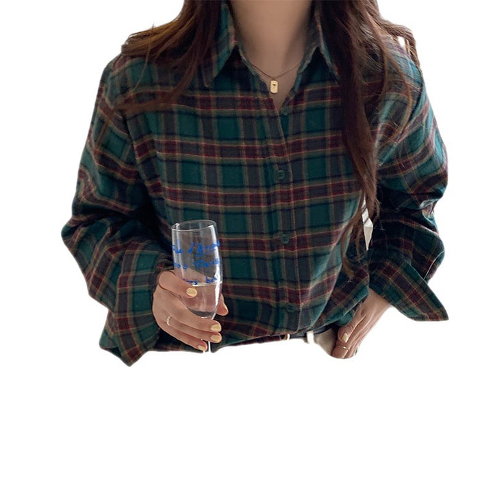 Damen Karohemd aus weichem Flanellstoff mit Button-Down-Kragen Drune