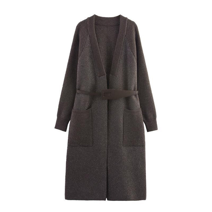 Damen Strickmantel mit eleganter Taillierung und praktischen Taschen Drune