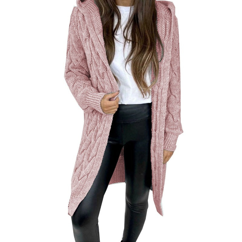 Damen Strickcardigan mit Kapuze und strukturiertem Muster Drune