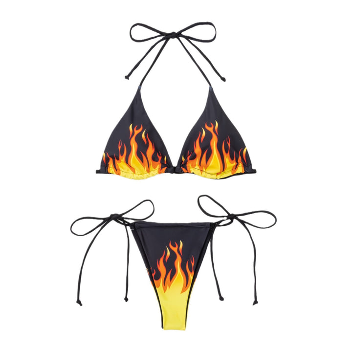 Damen Triangel-Bikini mit flammendem Design und verstellbaren Trägersystem Drune