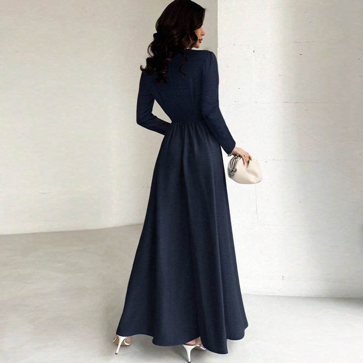 Damen Elegantes Maxikleid mit schmalem Schnitt und langen Ärmeln Drune