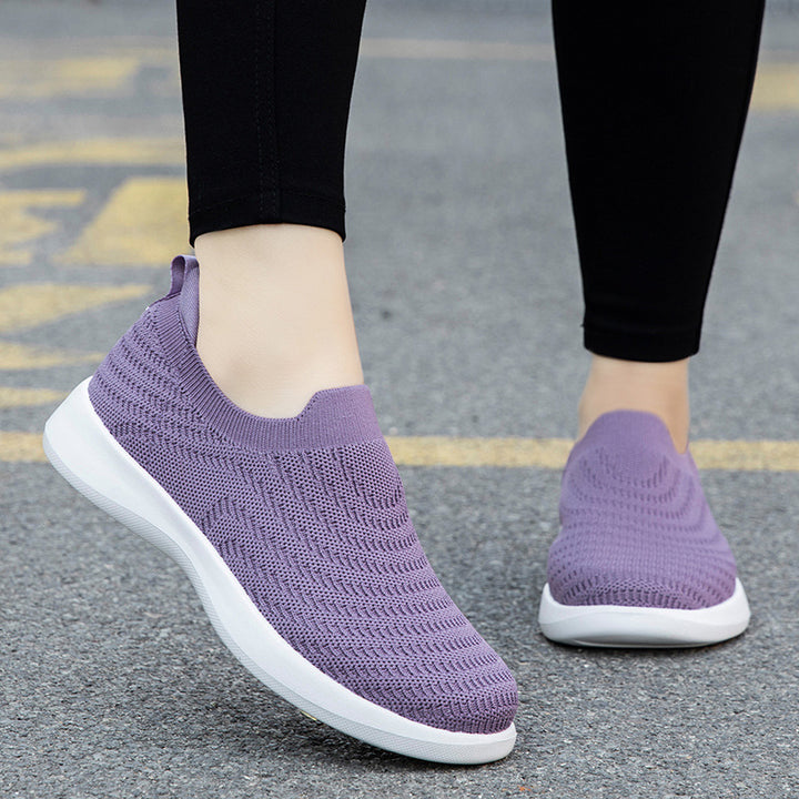 Damen nan Feinstrick-Ballerina-Sneaker mit elastischem Einstieg, gepolstertem Komfortfußbett und flexibler Leichtsohle Drune