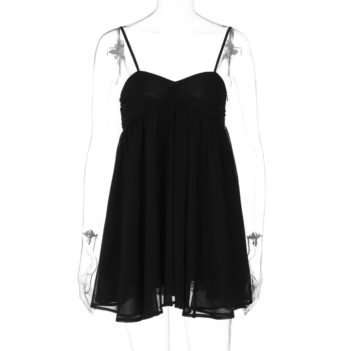 Damen Sommerliches Minikleid mit zarten Spaghettiträgern und schwingendem Rock Drune