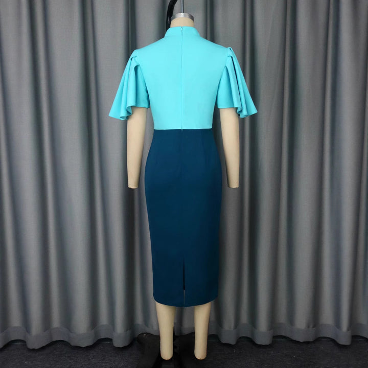 Damen Elegantes Bleistiftkleid mit Volantärmeln Drune