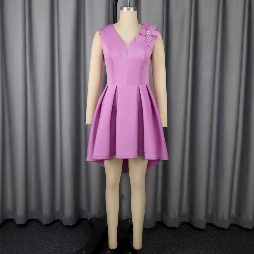 Damen festliches A-Linien Kleid mit floralem Akzent Drune
