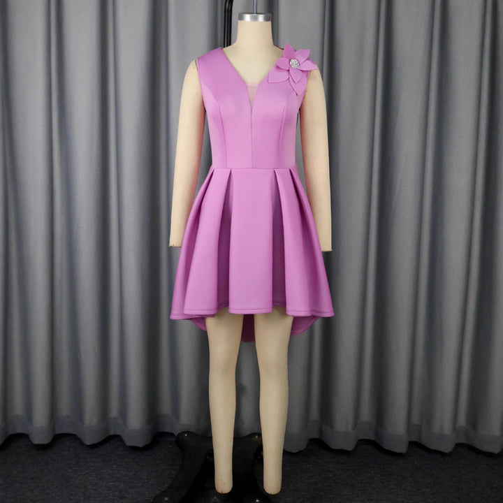 Damen festliches A-Linien Kleid mit floralem Akzent Drune