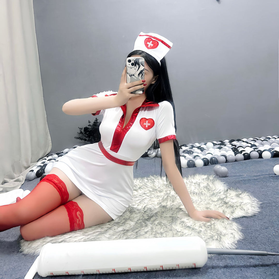 Frauen verspieltes Krankenschwester Kostüm Kleid Drune
