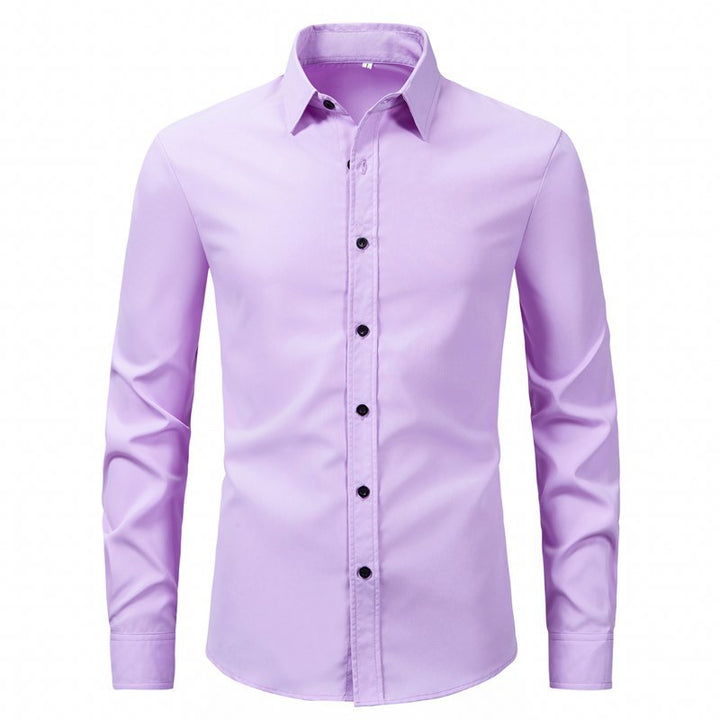 Herren elegantes Langarmhemd aus hochwertiger Baumwolle mit modernem Kragen Drune