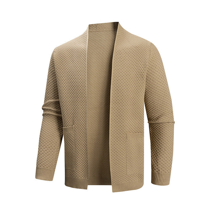 Herren Strickjacke mit offenem Kragen Drune