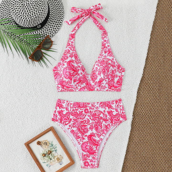 Damen Bikini-Set mit hoch geschnittenem Hosenrock und floralem Muster Drune