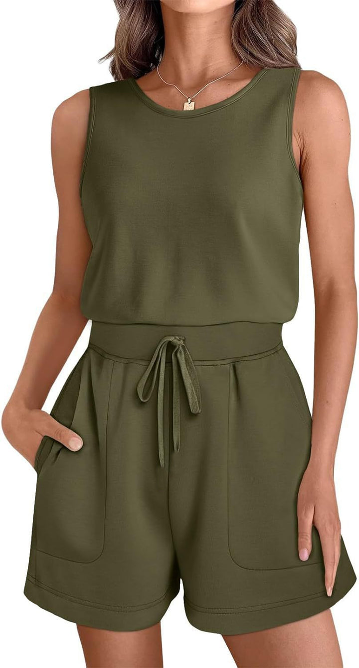 Damen lässiger Jumpsuit mit bequemem Taillengürtel und praktischen Taschen Drune