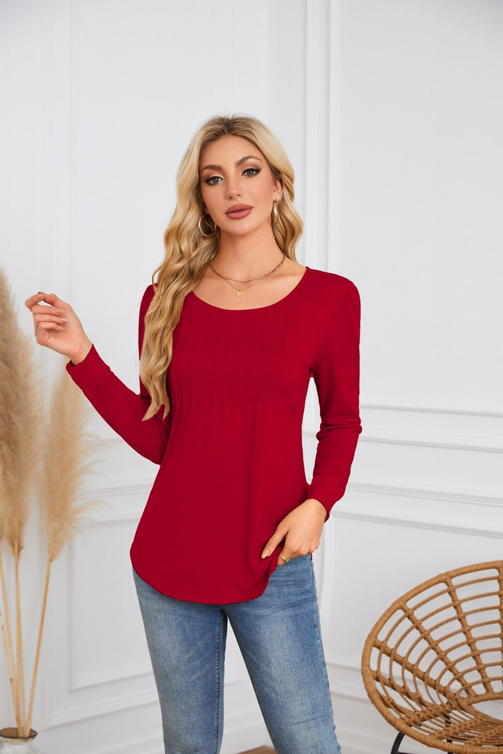 Damen elegante und bequeme Bluse mit Rippenstruktur Drune