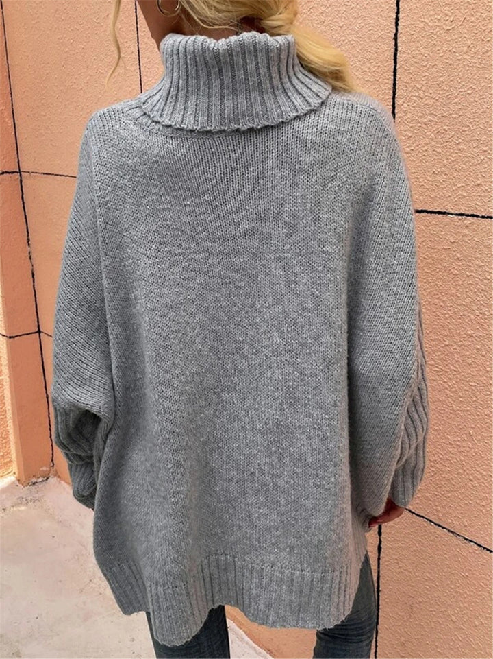 Damen Grobstrickpullover mit hohem Kragen Drune
