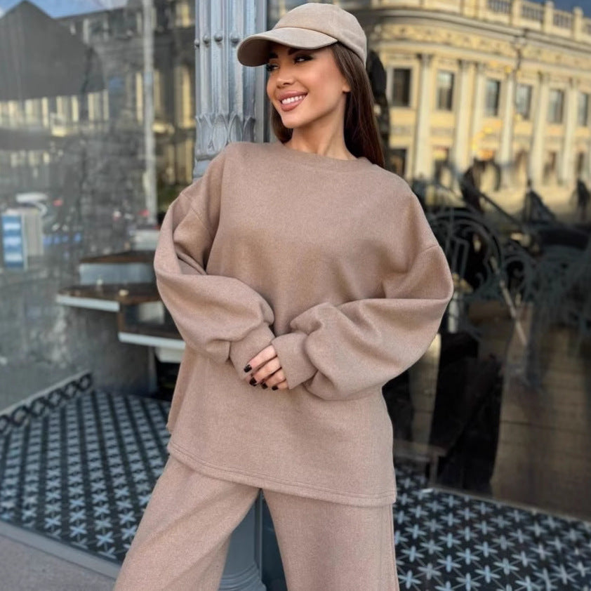 Damen Lässiges und gemütliches Fleece-Outfit mit weitem Schnitt Drune