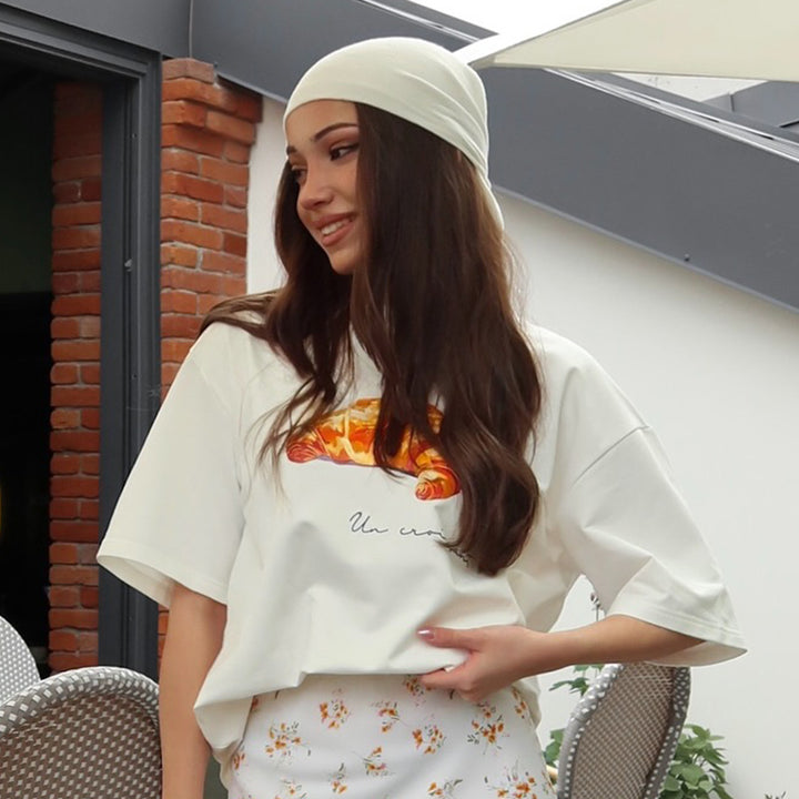 Damen lässiges Grafik T-Shirt mit weitem Schnitt Drune
