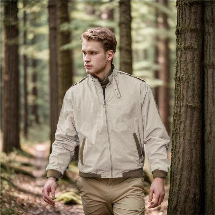 Herren leichte Windjacke mit hohem Kragen Drune