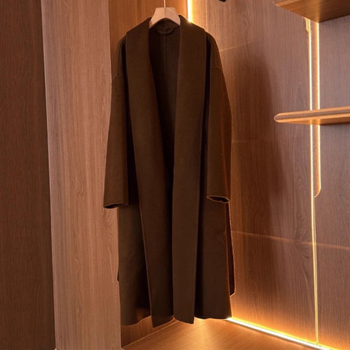 Damen eleganter Mantel mit weichem Kragen Drune