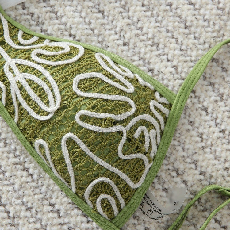 Damen Triangel-Bikini mit trendigem Stickmuster Drune