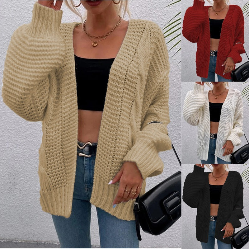 Damen Grobstrickjacke mit lässigem Schnitt und tiefen Taschen Drune