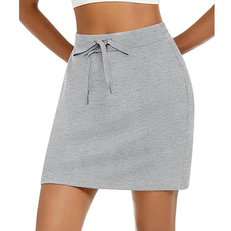 Damen sportlicher Minirock mit verstellbarem Kordelzug und seitlichen Taschen Drune
