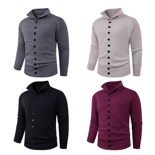 Herren Strickpullover mit hohem Kragen und Knopfverschluss Drune