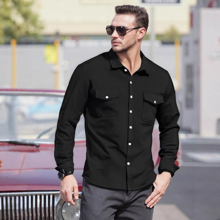 Herren Lässiges Langarmhemd mit praktischen Brusttaschen und modernem Schnitt Drune