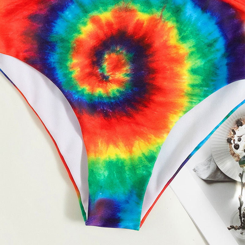 Damen Hoch tailliertes Bikini-Set mit modernem Batikmuster Drune