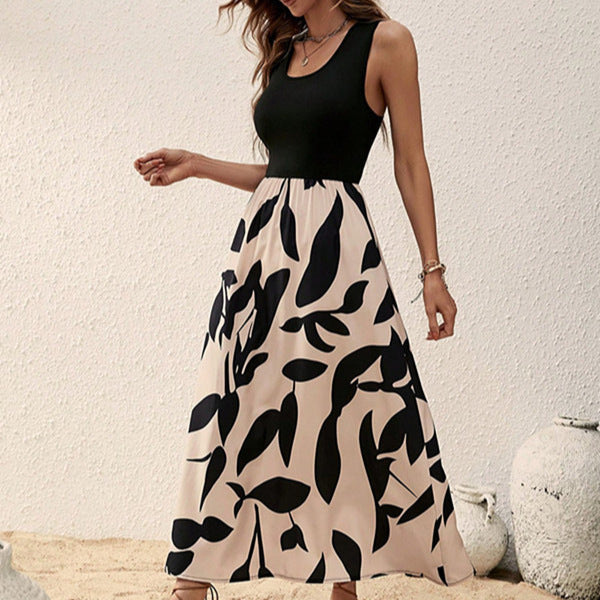 Damen Elegantes Maxi-Kleid mit floralem Druckoverlay ww