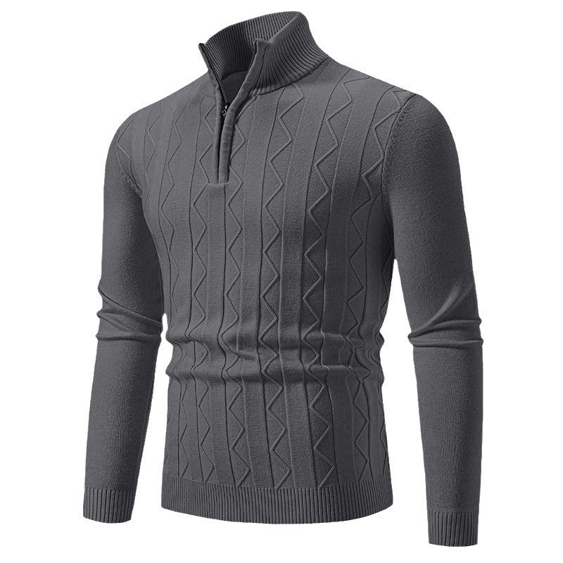 Herren eleganter Rollkragenpullover mit Zopfmuster und hohem Kragen Drune