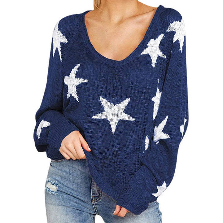Damen Grobstrickpullover mit Sternenmuster Drune