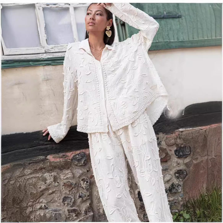 Damen Bluse mit feiner Stickerei und luftiger Passform Drune