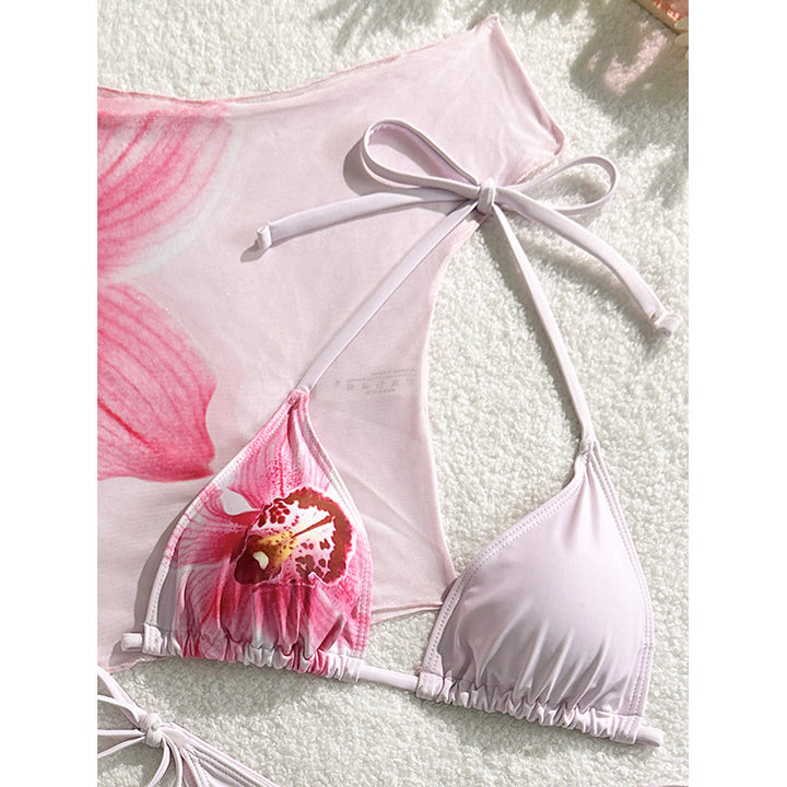 Damen Triangel-Bikini-Set mit floralem Überwurf Drune