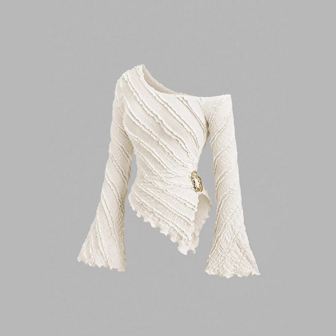Damen asymmetrisches Oberteil mit strukturiertem Design und Wickelverschluss Drune
