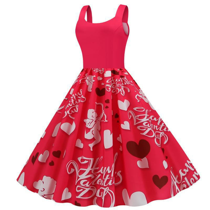Damen Swing-Kleid mit romantischen Herzmotiven Drune