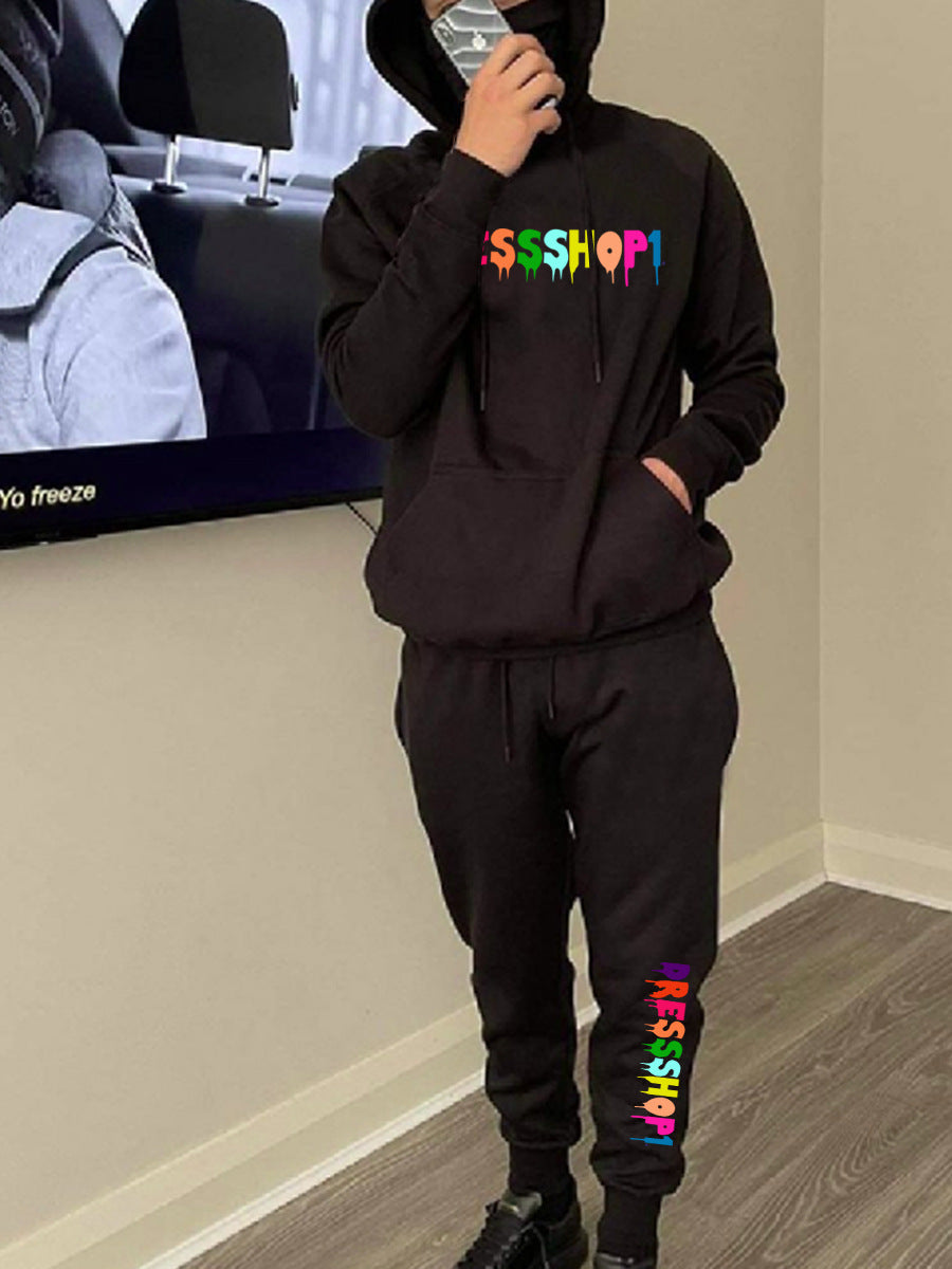 Herren Hoodie und Jogginghose Set mit modernem Farbverlauf Druck Drune
