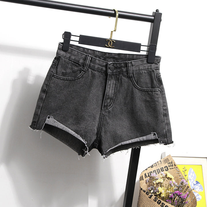 Damen Jeansshorts mit fransigem Saum und hohem Bund Drune