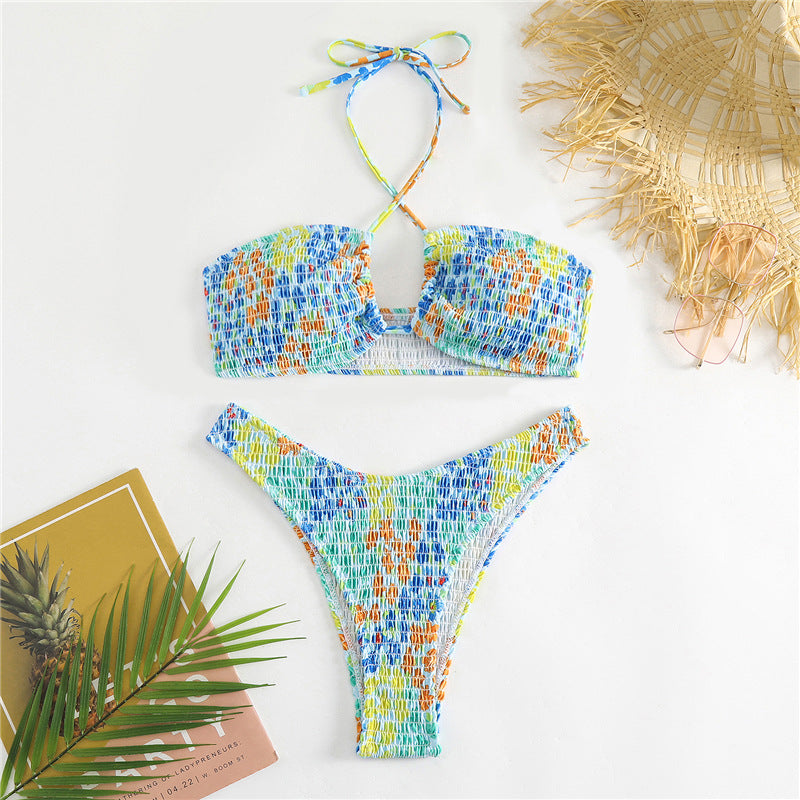 Damen Bikini-Set mit fröhlichem Wickeldesign und elastischem Bund Drune