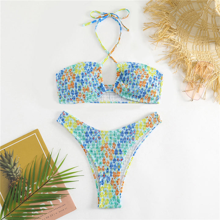 Damen Bikini-Set mit fröhlichem Wickeldesign und elastischem Bund Drune