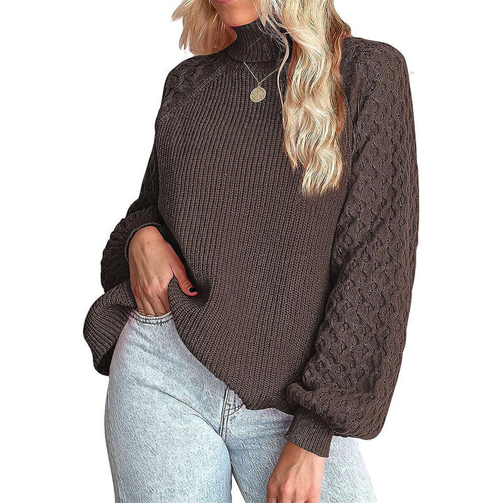 Damen Grobstrickpullover mit Stehkragen und Strukturmuster Drune