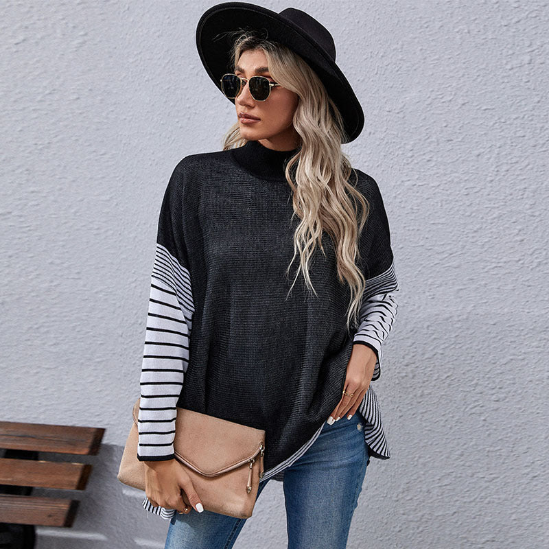 Damen gemütlicher Strickpullover mit lässigem Streifenmuster Drune