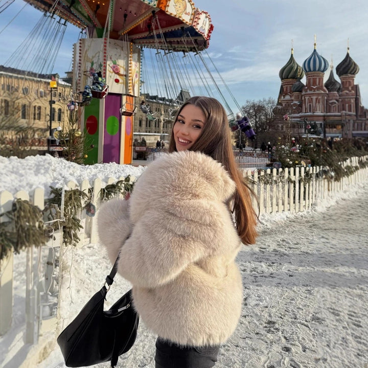 Damen Plüschige Winterjacke Drune