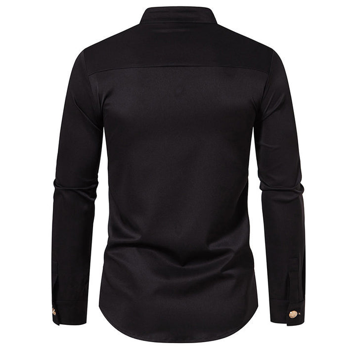 Herren Mandarin Kragen Dress Shirt Drune