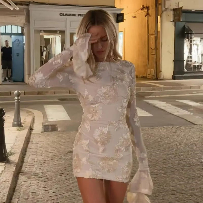 Damen Elegantes und florales Chiffonoberteil mit langen Ärmeln Drune