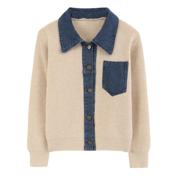 Damen Strickjacke mit Denim-Detail Drune